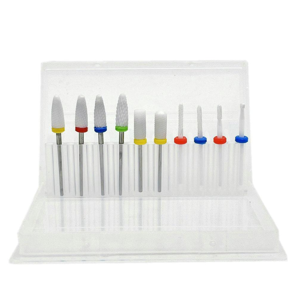 10pcs Manicure Ceramic Nail Drill Bits Set Removing Gel Varnish Drill Manicure Machine Pedicure Nail Bits for Electric Drill
