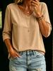 Top Donna Scollo a V Colore Unito Manica a Tre Quarti Ampio Estate 2026