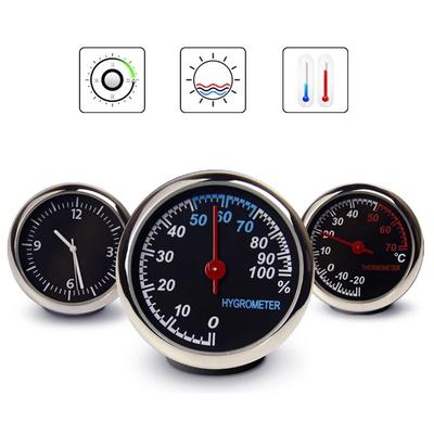 Uhren 2-in-1-Funktion Auto-Thermometer Hygrometer Langlebige Quarzglas-Spiegeluhr Dekoration Autodekoration Zubehör