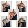 Winter Plaid Scarf for Women Warm Checkered Shawl Soft Imitation Cashmere Neck Warmer Thick Student Wrap Cold Weather