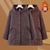 Women's autumn and winter clothing thickened warm woolen jacket long plaid imitation mink velvet coat