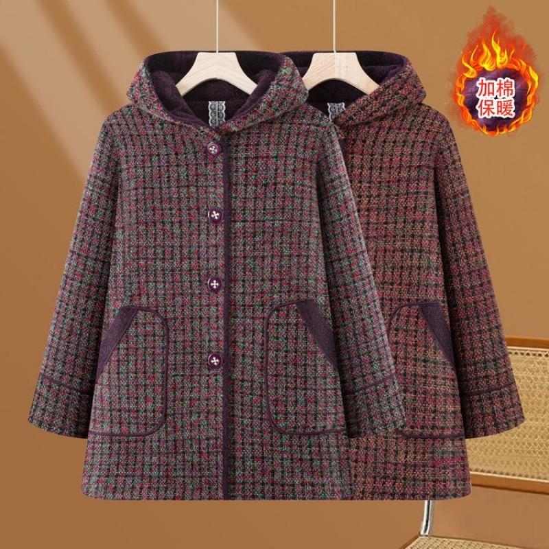 Women's autumn and winter clothing thickened warm woolen jacket long plaid imitation mink velvet coat