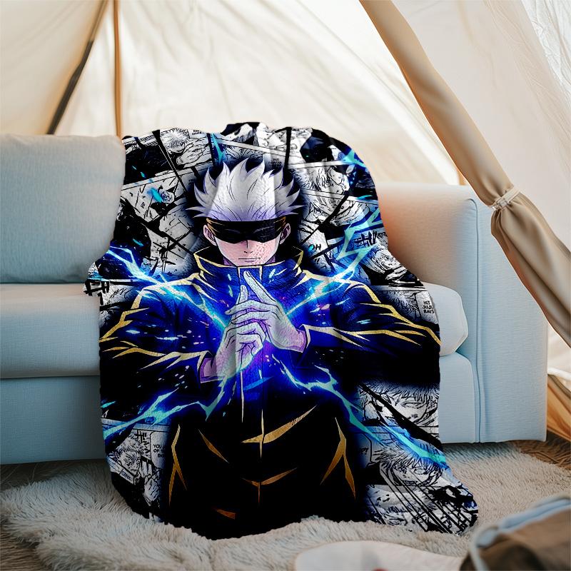 1pc Gojo Satoru (5) Theme Blanket - Digital Print, Polyester, Cozy for All Seasons, Perfect for Outdoor, and Travel