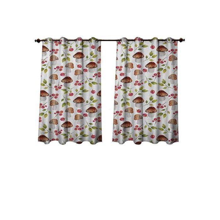 Rideau en forme de champignon - Anshesix - Motif aquarelle - W63" x L72" - Tab top - Color01 - Thème arbre