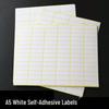 A5 Self-Adhesive White Label Stickers: Hand-Written & Printable Name or Number Tags, Instant Application.