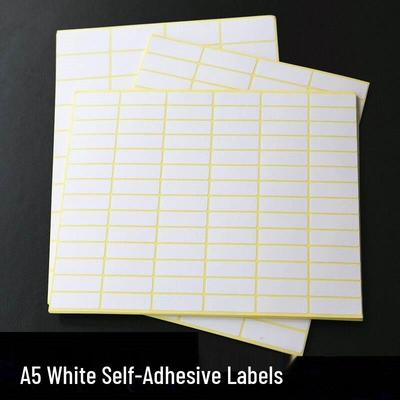 Pegatinas de Etiquetas Blancas Autoadhesivas A5: Etiquetas de Nombre o Número Escritas a Mano e Imprimibles, Aplicación Instantánea.