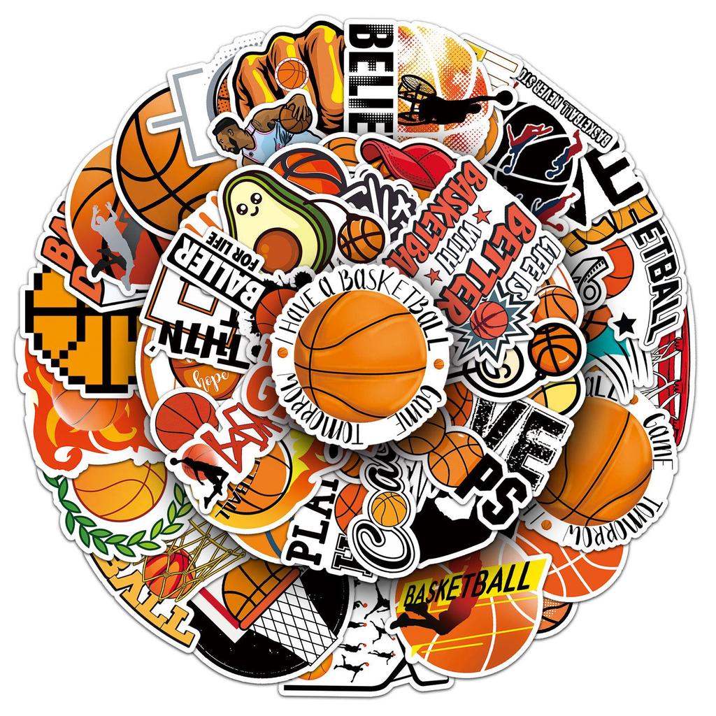 50 Waterproof Basketball Stickers for Luggage, Scooters, Computers & Tablets