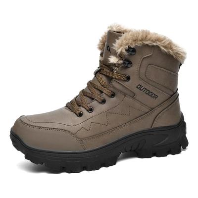 Waterproof Winter High-Top Men's Snow Boots Thickened Fleece Cotton Shoes Anti-Slip Rubber Sole Non-Leather Casual Shoes Zapatos