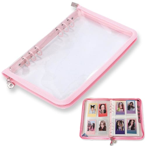 H&J Card File, Trading Card Case, Korean A5 6-Ring Binder, Storage Organizer for Your Own Favorites (Pink)