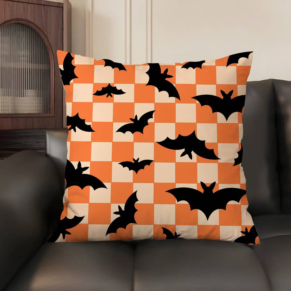 Halloween Scary Bats Pillow Case Sofa Living Room Bedroom Double-Sided Printing Square Cushion Nap Time Cushion Cover