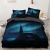 Dolphin Ocean King Queen Duvet Cover Cute 3D Sea Animal Bedding Set For Kids Teens Adults Shoal Of Fish Blue 2/3pcs Quilt Cover