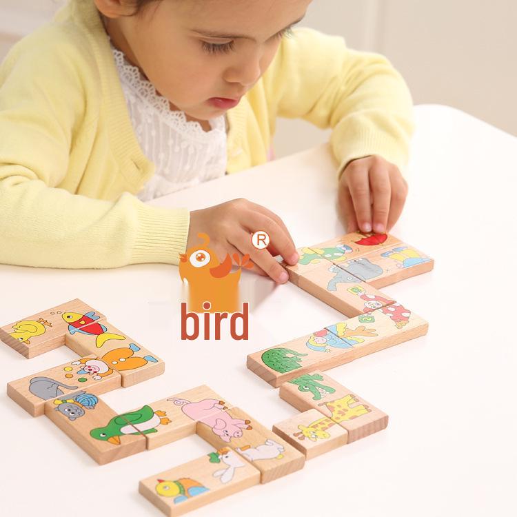 Animal Cognition Wooden Domino Puzzle - Educational Jigsaw for Children