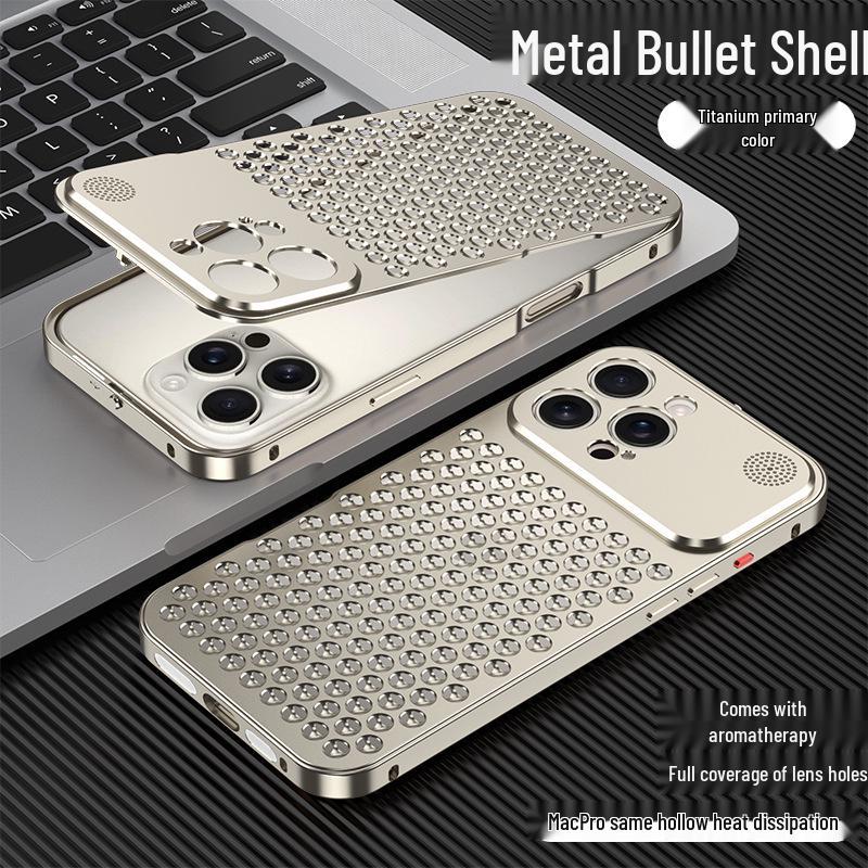 Heat Dissipation Snap-on Aluminum Case for iPhone 14 Pro/15/16/17 Pro Max with Aroma Diffuser