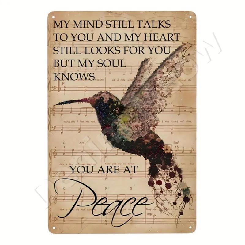 Bądź łaskawy dla swojego umysłu Retro Blaszane Znaki Inspirujące Cytaty Sztuka Ścienna Znak Muza Vintage Wystrój Domu Pokoju Ogrodu Hipisowska Dziewczyna Plakat