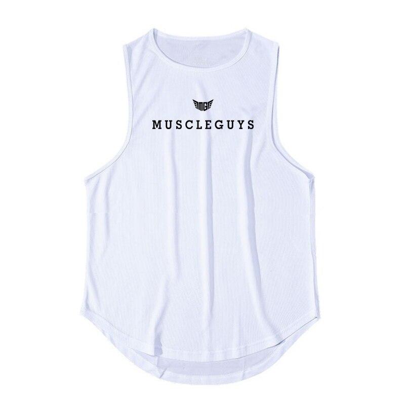 

Muscleguys Мужская спортивная одежда Летняя дышащая свободная безрукавная спортивная молодежная мягкая удобная майка XXL белый