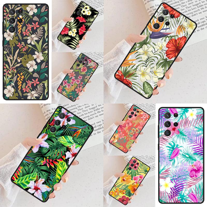 Tropical Paradise Hawaiian Flower SOFT Cell Phone Case for Samsung Galaxy S26 Ultra S25 S24 S23 S22 S21 S20 Note10 Cover