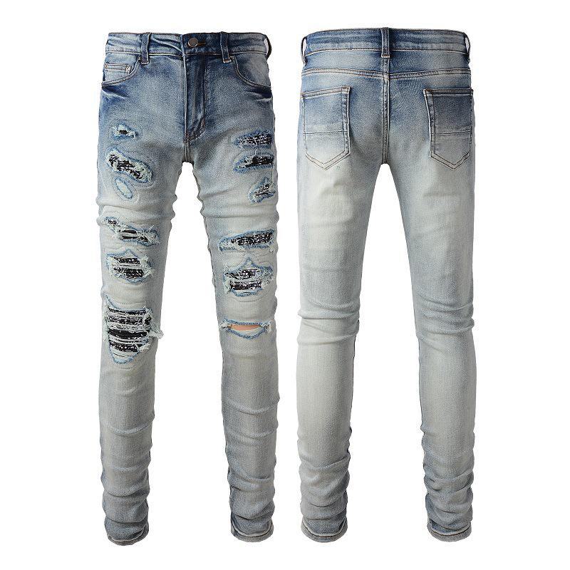 Men's Slim-Fit Ripped High Street Jeans