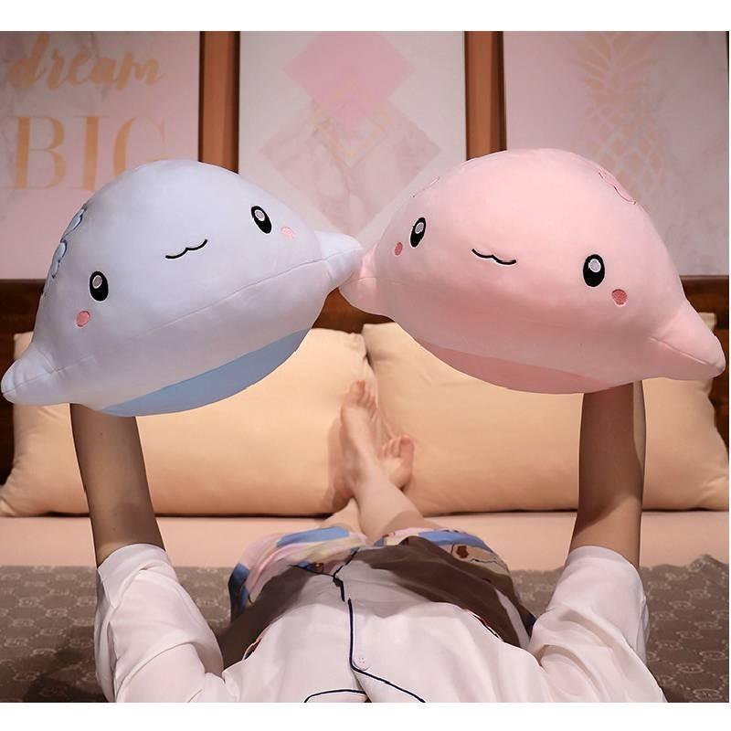 Adorable Pink And Blue Whale Plush Toy Soft Cuddly Stuffed Animal Pillow