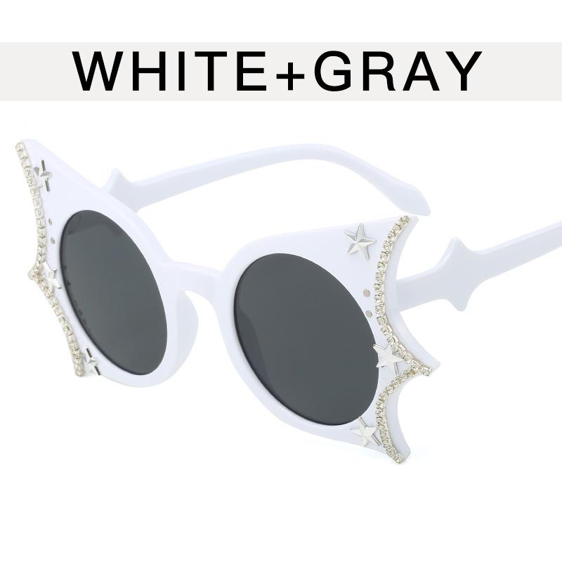 

Хип-хоп Стильные женские солнцезащитные очки Форма летучей мыши Украшение стразами Солнцезащитные очки Женские Сценические Крутые солнцезащитные очки