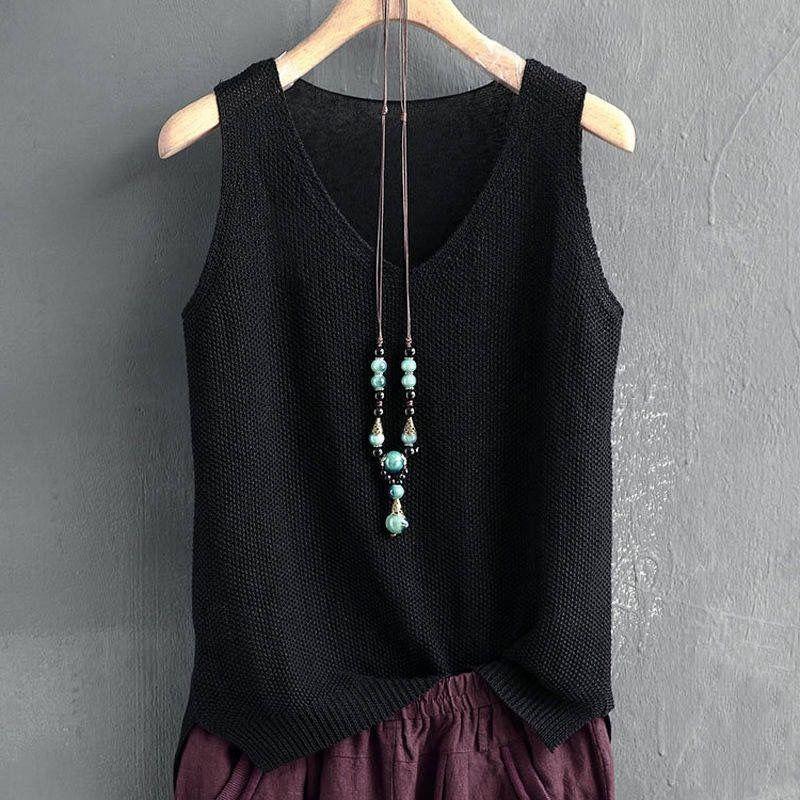 Women Spring V-neck Vest Female Student Knitted Sweater Waistcoat Vest Plus Size