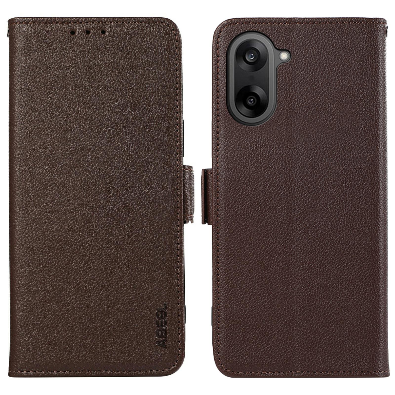 

ABEEL For OnePlus Nord CE5 5G Case Litchi Texture Leather RFID Blocking Phone Cover Brown