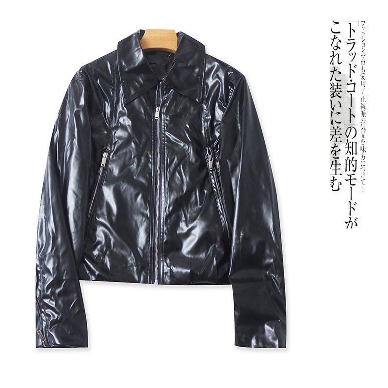 

Мотоциклетная одежда из искусственной кожи Верхняя одежда Весна и Осень Новое поступление Внешняя торговля Женская одежда Мода Слим Лацкан Длинный рукав Топы на молнии 30547 Black A- 5-8-4 L