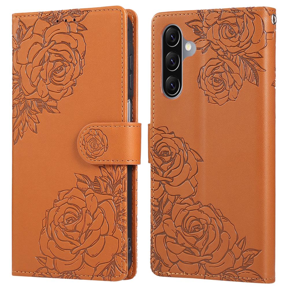 For Samsung Galaxy A17 5G/A26 5G Case Rose Flower PU Leather Wallet Phone Cover with 3 Card Slots/Wrist Strap