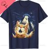 Alien Cat Shirt Funny Invasion Cat Selfie Ufo Abduction Tshirt Couple Kawayi Breathable And Comfortable Cotton Printed Tshirt