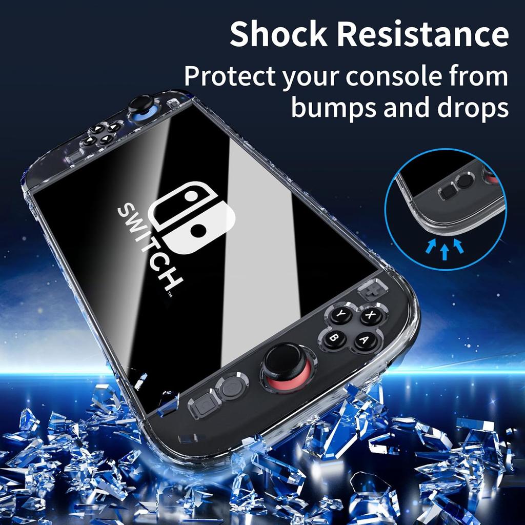 Bracket Hollow Protective Shell for Switch 2 Case,with Screen Protector and Thumb Grip-Shock Absorption and AntiScratch Dockable