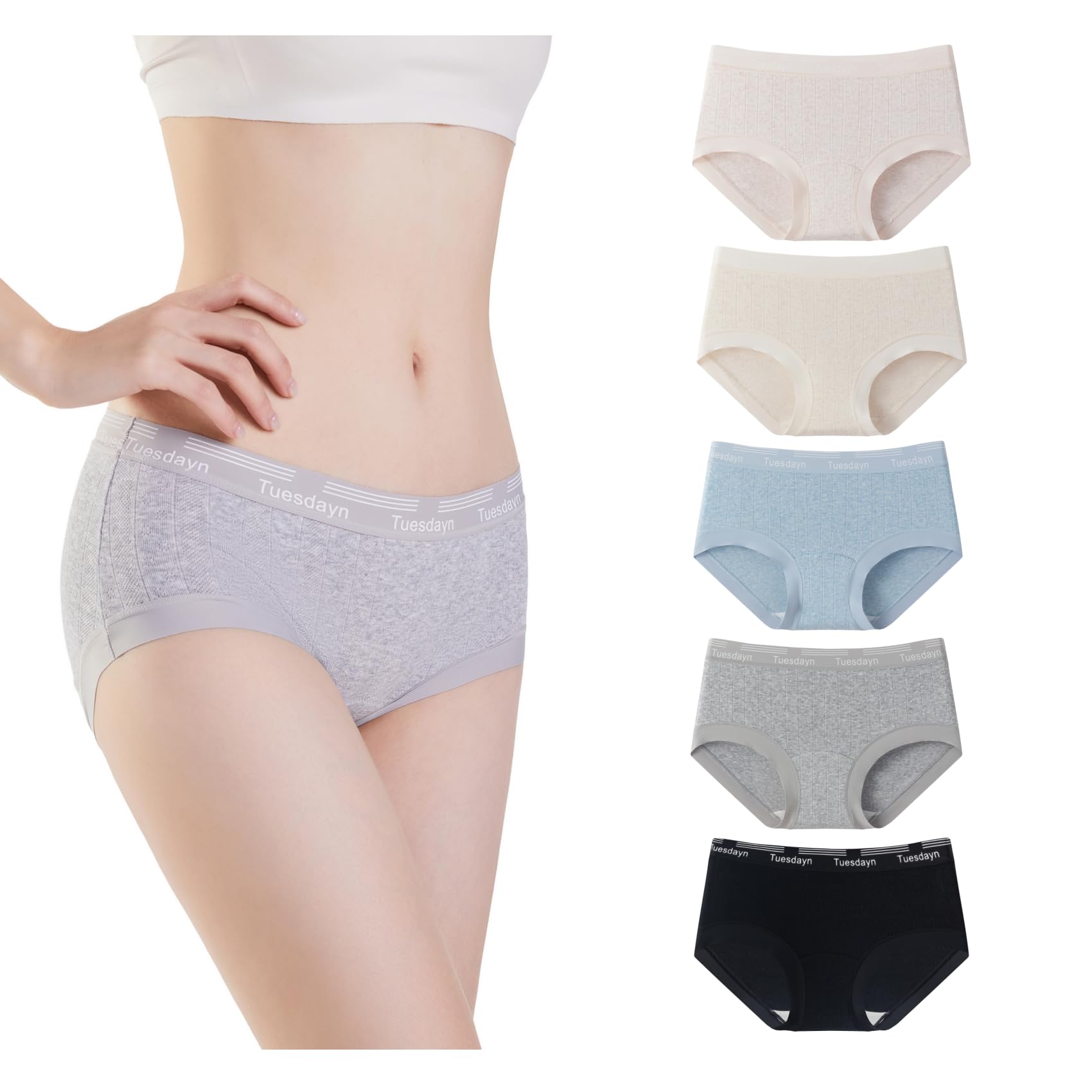 

ROSE ISLAND Набор Хлопок Хлопок Подходит для Женщин в Их и Подчеркивающий Ягодицы Разноцветный Набор Женские Трусики 5 штук, Дышащие,