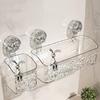 Shower Suction Cup Shelf Basket Light Glacier Pattern Quick Installation Bathroom Organizer Storage Rotating Rack To Suck Remove NEW