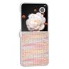 For Honor Magic V Flip 5G Case Matte Edge Plaid Texture Hinge Leather+PC Phone Cover