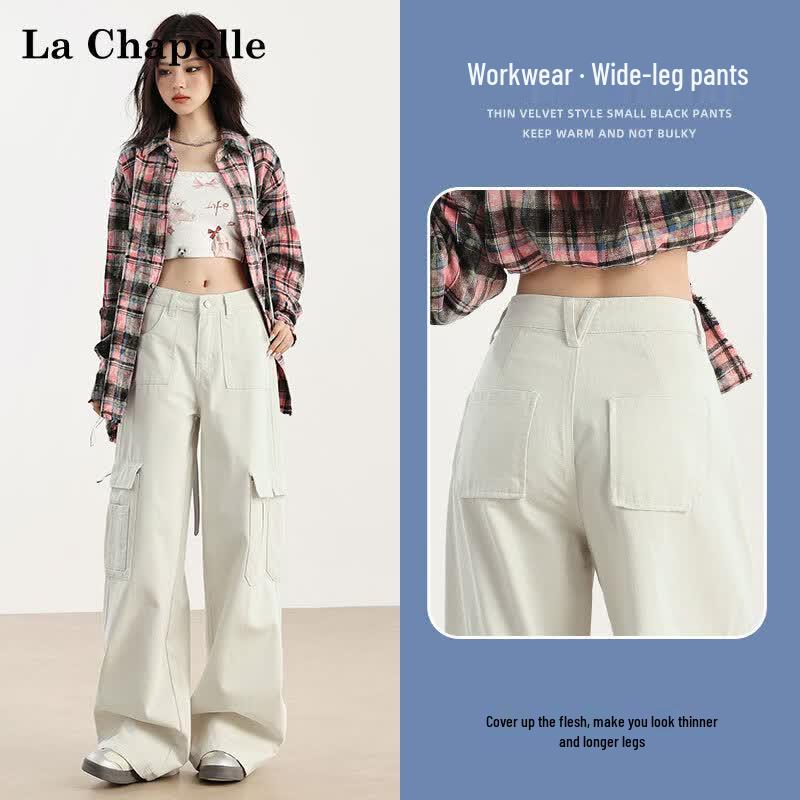La Chapelle Women s High-Waist Wide-Leg Cargo Pants S