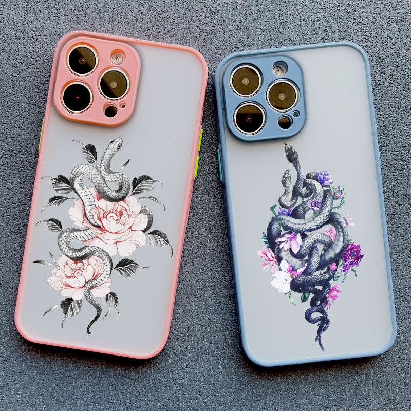 Creative Simple Style Snake Flower Phone Case for Iphone 15 14 16 Pro Max 11 12 13 Mini Pro Max X XR XS 7 8 Plus Shockproof Case