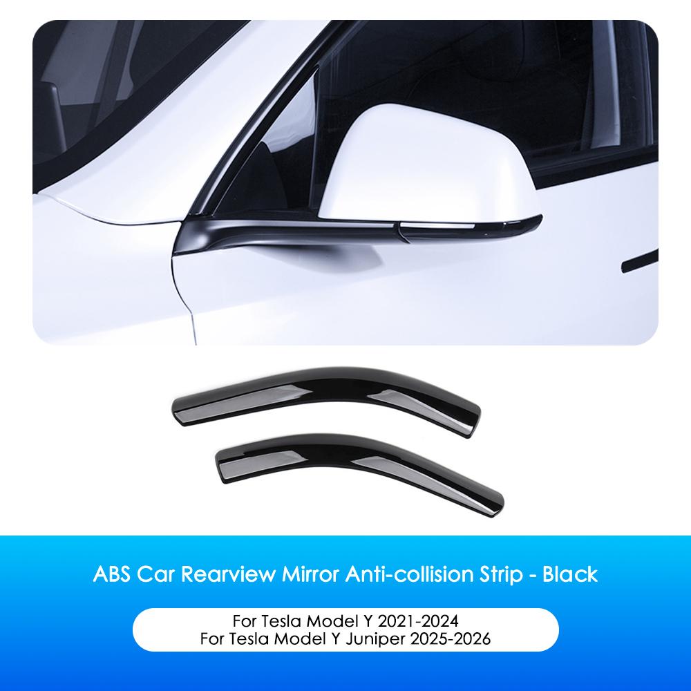 Heenvn 2Pcs Car Rear View Mirror Anti-colision Protector Strip For Tesla Model 3 Highland Model Y Juniper 2025 2026 ABS Carbon
