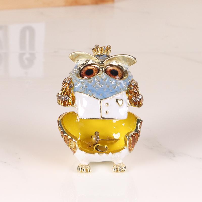 Owl Jewelry Box, Mini Jewelry Storage Box, Portable Travel Earrings, Necklace and Ring Organizer, Alloy Jewelry Display Box