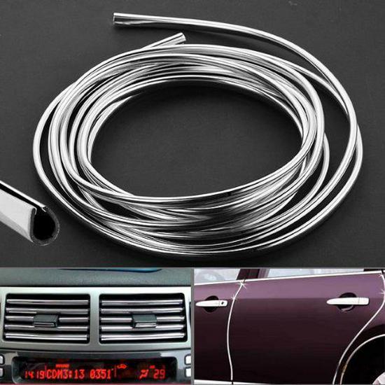 

Car Chrome U-Shaped Decorative Strip for Vent, Door, and Grille - 6m Pack Silver 6m Pack