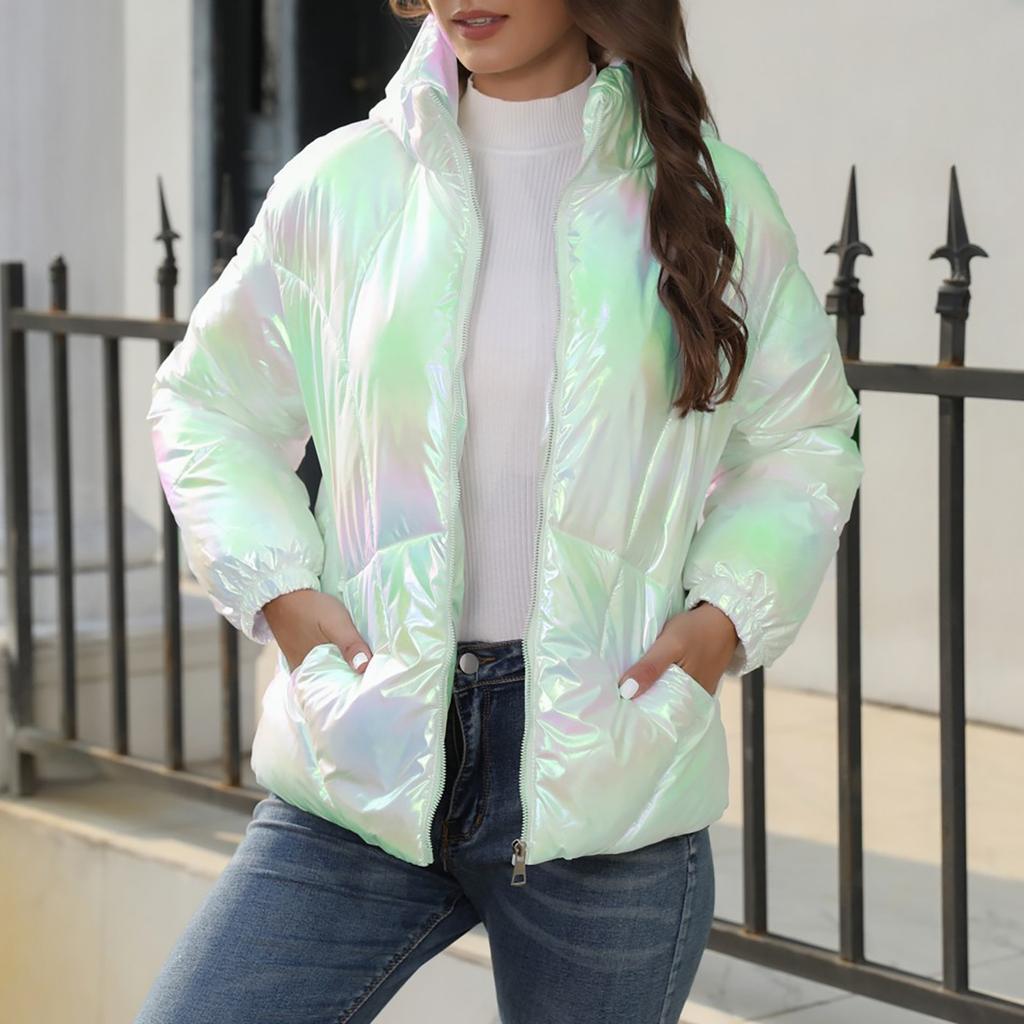 Damenmode, lässig, Farbverlauf, schillernd, bunt, Reißverschluss, langärmelig, Baumwollmantel