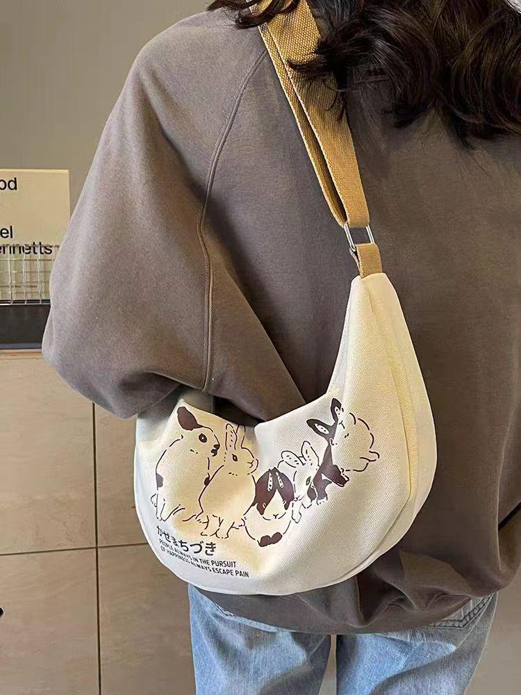 Nischen Damen Canvas Knödel Umhängetasche - 2024 Frühling/Sommer, Große Kapazität, Lässige Studenten Schultertasche