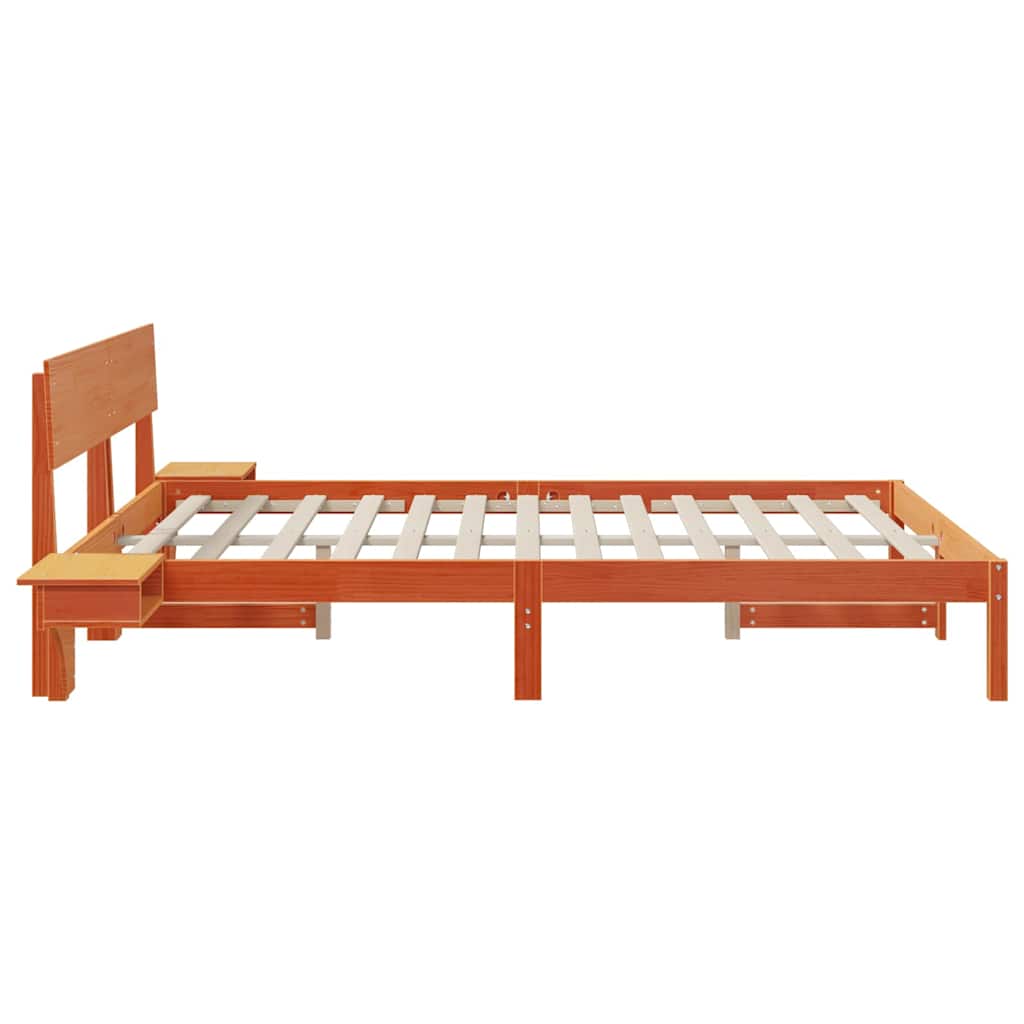 Bed Frame Wax Brown 160 x 200 cm Solid Pine Wood