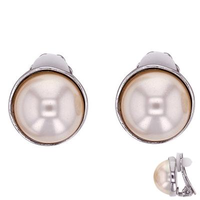 [P6812] – Silbergraue Ohrclips „Sissi“ Creator (Marlorca-Perlen) – 14 mm