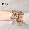 Elegant Rose Boutonniere Bud Wedding Flower Set, Wrist Corsage for Bride Bridesmaid Realistic Brooch & Groom Groomsman, Artificial Silk Floral