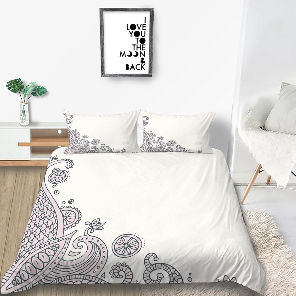 3D Jacquard Bedding Down Quilt Cover Pillowcase 2 or 3 Pieces of Datura Printed Microfiber Fabric Single Bed Double Bed Washable Ultra-soft Bedding