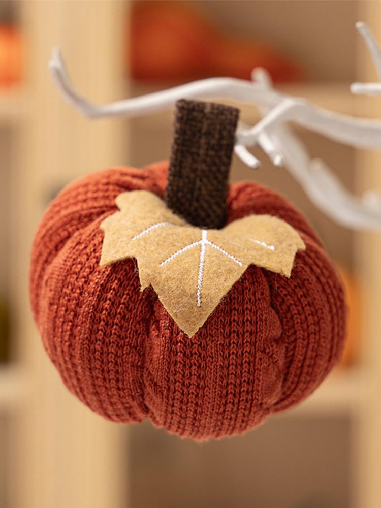 Crochet Pumpkins Decoration Handmade Autumn Artificial Pumpkin Fabric Decorative Pumpkin for Farmhouse Mantel Decor