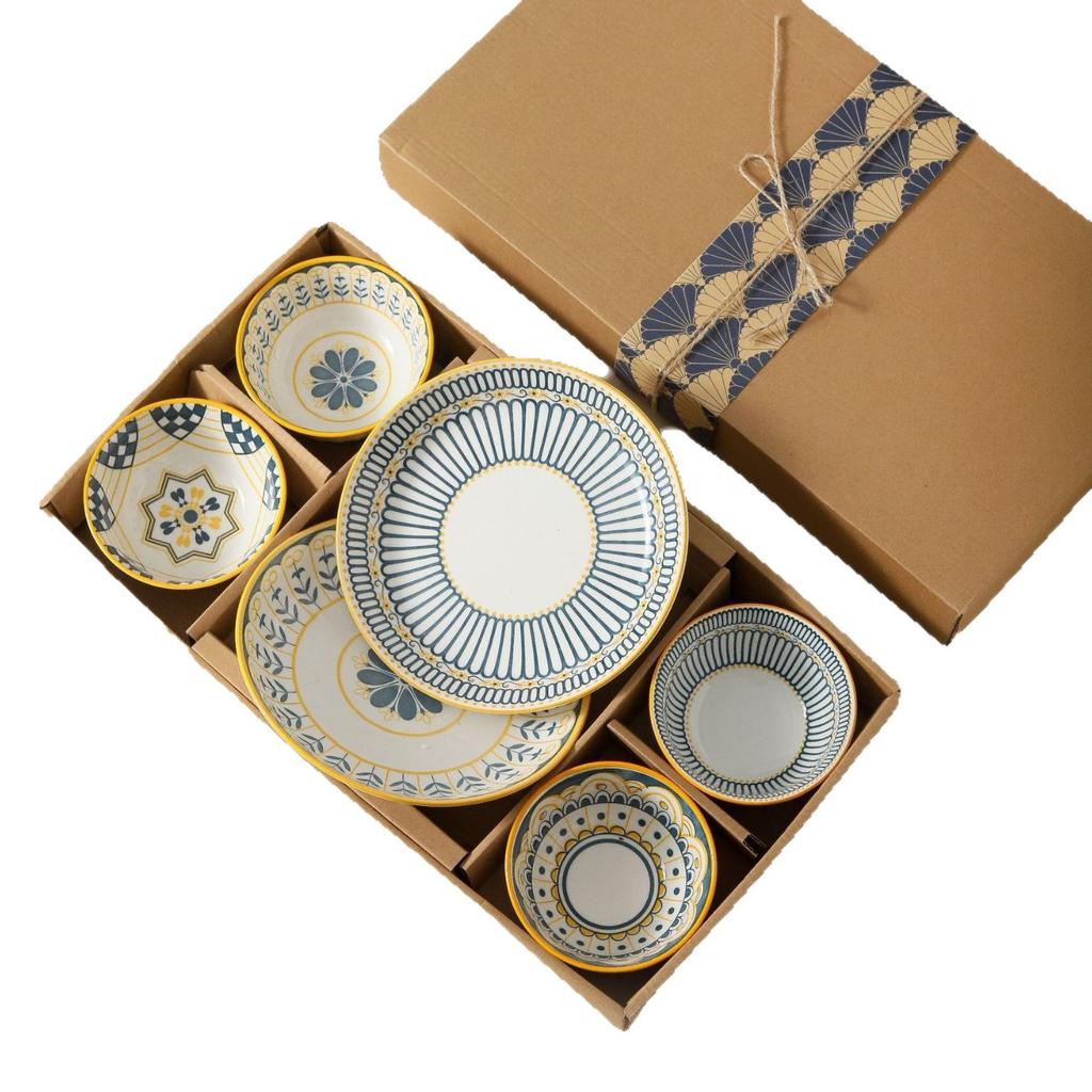 High-Value Nordic Underglaze Ceramic Bowl Set, Bohemian Event Gift Housewarming Gift