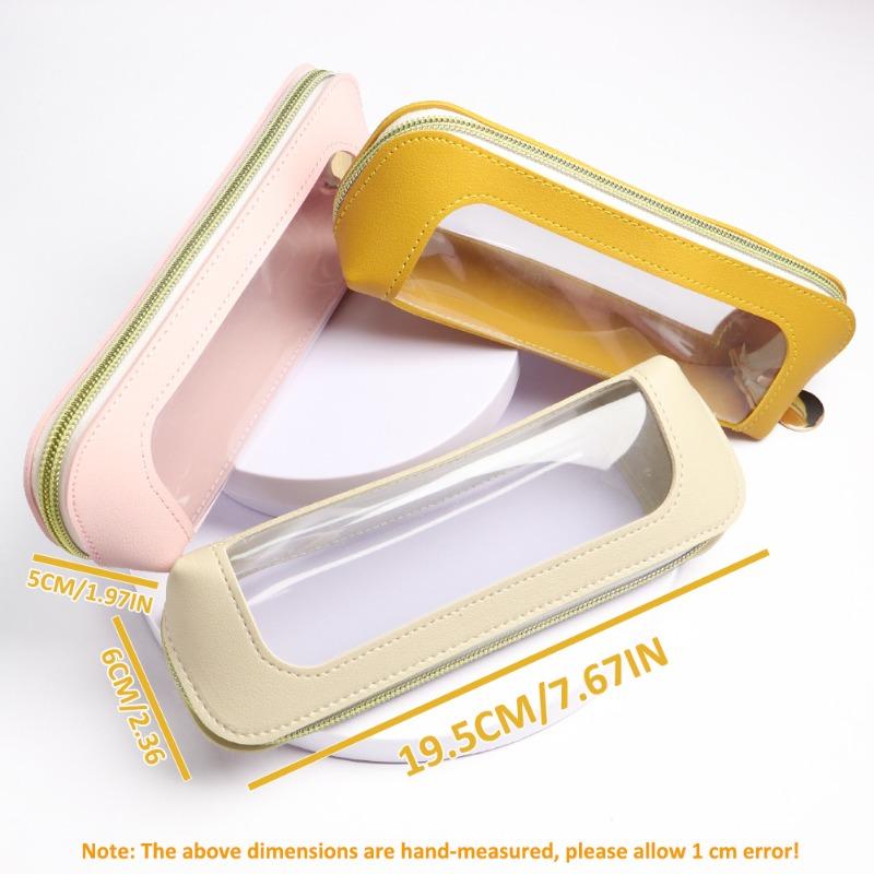 Transparent Waterproof PU Pencil Case Window Cosmetic Brush Storage Bag Travel Cosmetic Brush Box with Zipper Storage Bag