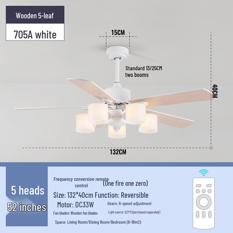Nordic Style Silent Ceiling Fan Light with Chandelier for Living Room, Bedroom, or Restaurant.
