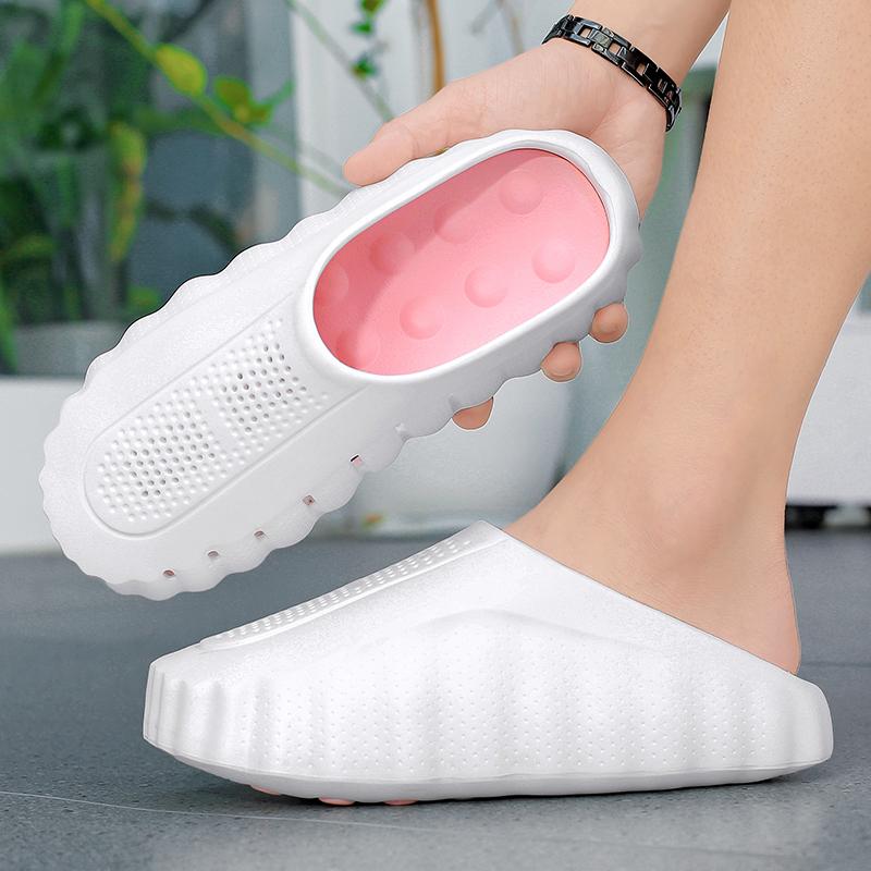 TUINANLE Damen Mode Sandalen Paar Geschlossene Zehen Dicke Plateau Sommer Rutschfest Weich EVA Unisex Innen Badezimmer Hausschuhe Flip Flops