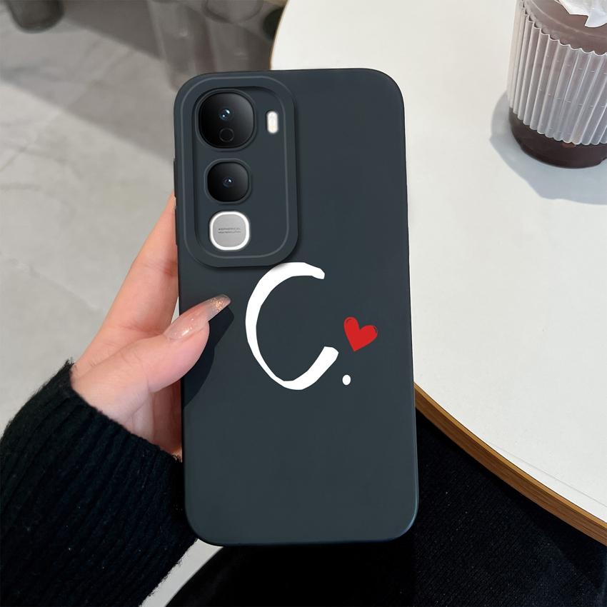 For Vivo Y400 Pro Y100 Y200e Y02 Y03 Y04 Y28 Y29 Y29S Cute Art Letter Phone Case Lens Protection Liquid Silicone Shockproof Soft Covers For Vivo Shell