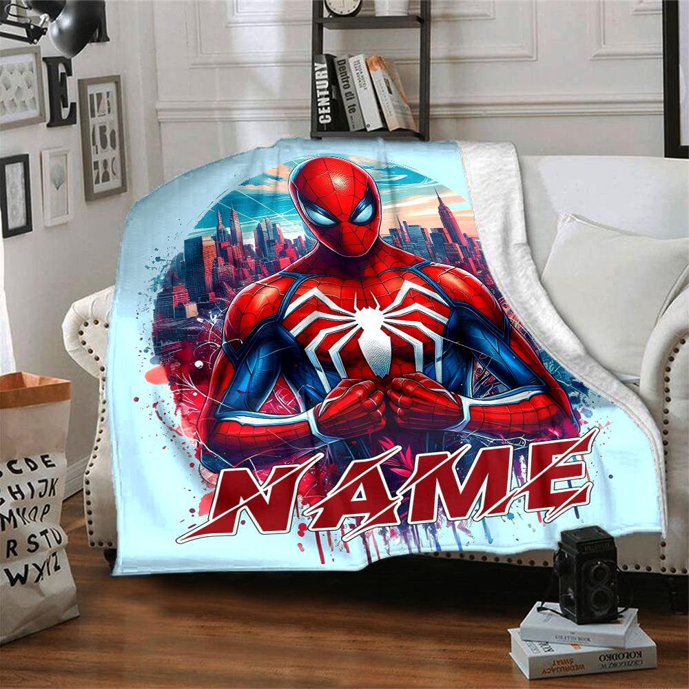 Custom Name "Spider-Man: City Hero" Blanket for Couch & Bed, Plush Cozy Fuzzy Blanket Super Soft & Warm Blankets for Fall and Winter. 0908170